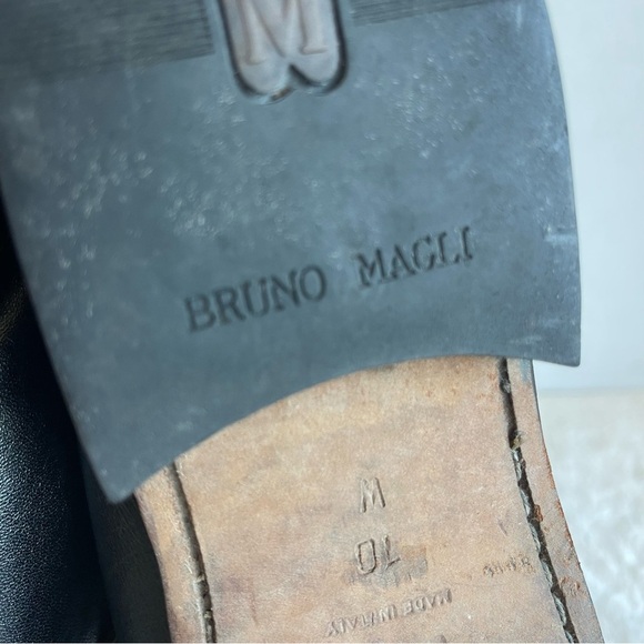 Bruno Magali Elegant Black Leather Men's Loafers Size 10 Made In Italy - Picture 12 of 13